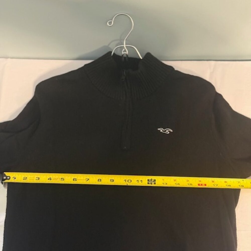 Hollister Black Quarter Zip Pullover Sweater Mock Neck Ribbed Knit Medium - Picture 5 of 9